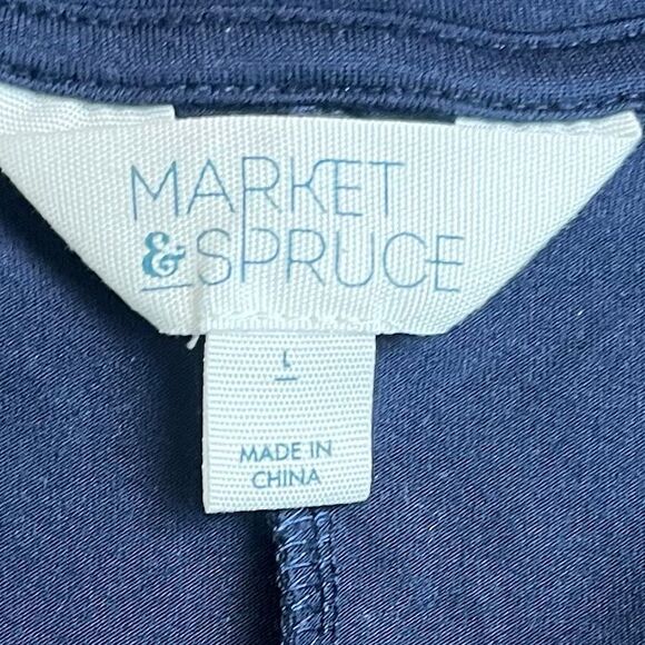 Market & Spruce Navy Blue T-Shirt A-Line Short Sleeve Pocket Dress Large - Picture 4 of 6